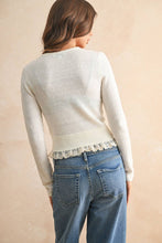 Load image into Gallery viewer, Lace Contrast Knit Cardi
