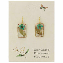 Load image into Gallery viewer, Cottage Turquoise Dried Flower Rectangle Earrings