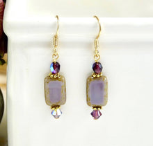 Load image into Gallery viewer, Czech Bead Rectangle Earrings