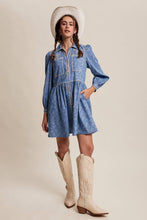 Load image into Gallery viewer, Embroidered Western Shirt Dress