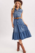 Load image into Gallery viewer, Denim Tiered Midi Dress