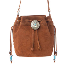 Load image into Gallery viewer, Yellowstone Sundown Ember Suede Leather Bucket Bag