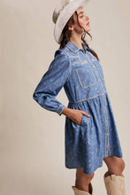 Load image into Gallery viewer, Embroidered Western Shirt Dress