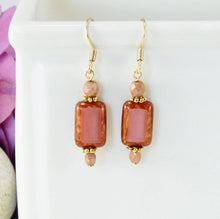 Load image into Gallery viewer, Czech Bead Rectangle Earrings