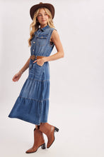 Load image into Gallery viewer, Denim Tiered Midi Dress