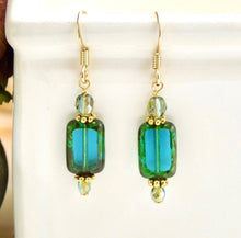 Load image into Gallery viewer, Czech Bead Rectangle Earrings