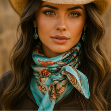 Load image into Gallery viewer, Turquoise That So 70's Paisley Wild Rag