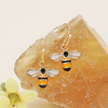 Load image into Gallery viewer, Bitsy Bee Gold Enamel Earrings
