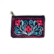 Load image into Gallery viewer, Embroidered Floral 1-Zip Accessory Pouch