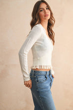 Load image into Gallery viewer, Lace Contrast Knit Cardi
