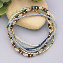 Load image into Gallery viewer, Cream Blue Green Stretch Bracelets Set