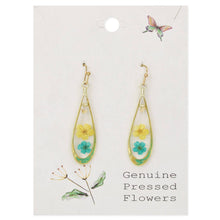 Load image into Gallery viewer, Yellow Flower Gold Teardrop Dried Flower Earrings