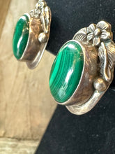 Load image into Gallery viewer, Old Pawn sterling silver Malachite earrings