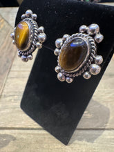 Load image into Gallery viewer, Vintage Tiger Eye Earrings