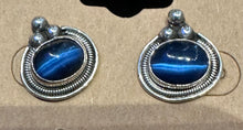 Load image into Gallery viewer, Vintage Blue Tigers Eye Earrings