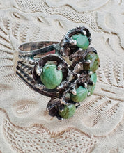 Load image into Gallery viewer, Vintage Green Turquoise Cluster Ring