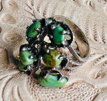 Load image into Gallery viewer, Vintage Green Turquoise Cluster Ring
