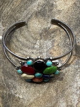 Load image into Gallery viewer, Gorgeous Multi-Stone Sterling Silver Flower Cuff