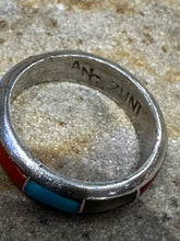 Load image into Gallery viewer, Vintage Zuni multi-stone channel inlay band ring