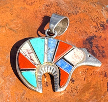 Load image into Gallery viewer, Zuni Multi-Stone Inlay Bear Pendant