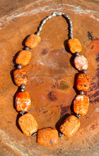 Load image into Gallery viewer, Chunky Orange Turquoise Necklace