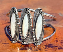 Load image into Gallery viewer, Vintage Mother of Pearl Sterling Silver Cuff