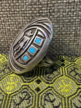 Load image into Gallery viewer, Vintage Hopi Kachina Turquoise Inlay Ring