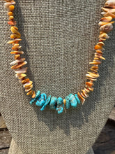 Load image into Gallery viewer, Vintage Spiny Oyster, Turquoise and Heishi Necklace