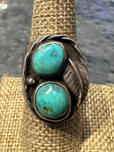 Load image into Gallery viewer, Vintage Two-Stone Turquoise Ring