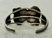 Load image into Gallery viewer, Vintage Silver Cuff w 2 Turquoise Stones