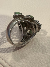 Load image into Gallery viewer, Vintage Green Turquoise Cluster Ring
