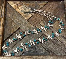 Load image into Gallery viewer, Vintage Zuni Turquoise Animal Sterling Heishi Fetish Necklace