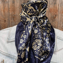 Load image into Gallery viewer, Royal Blue & Cream Paisley Wild Rag