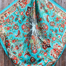 Load image into Gallery viewer, Turquoise That So 70's Paisley Wild Rag