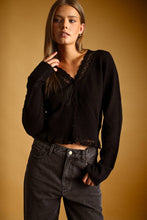 Load image into Gallery viewer, Lace Contrast Knit Cardi