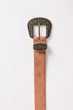 Load image into Gallery viewer, Suede Antique Gold Western Buckle Belt