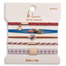 Load image into Gallery viewer, "Dolce Vita" Floral Glass Beads with Gold Accents Hair Tie Bracelets