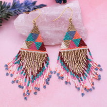 Load image into Gallery viewer, Luxury Fringe Woven Triangles Beaded Earrings