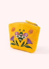 Load image into Gallery viewer, Embroidered Velvet Mini Pouch - Brilliant Bumblebee: Yellow
