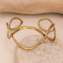 Load image into Gallery viewer, Gold Hammered Infinity Cuff Bracelet