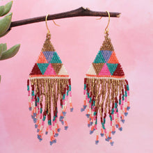 Load image into Gallery viewer, Luxury Fringe Woven Triangles Beaded Earrings