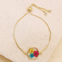 Load image into Gallery viewer, Gold Dried Flower Pull Bracelet