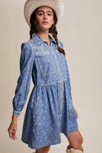 Load image into Gallery viewer, Embroidered Western Shirt Dress