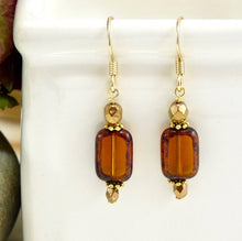 Load image into Gallery viewer, Czech Bead Rectangle Earrings