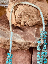 Load image into Gallery viewer, Santo Domingo Triple Strand turquoise nugget and heishi necklace with matching jaclas