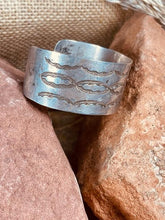 Load image into Gallery viewer, Vintage Navajo Sterling Silver Hand Stamped Wide Cuff Bracelet