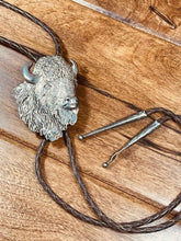 Load image into Gallery viewer, Buffalo Bolo Tie Necklace Signed by artist A. Goldstein