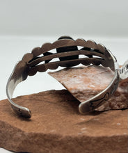 Load image into Gallery viewer, Fred Harvey Era Silver Cuff w Green Turquoise Stone