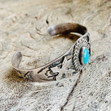 Load image into Gallery viewer, Fred Harvey Era Cuff with a Turquoise Cabochon