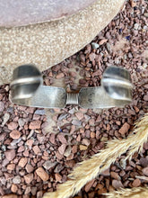 Load image into Gallery viewer, Sterling Silver Feather Cuff with 2 Sky Blue Turquoise Cabochons, size 6 3/4